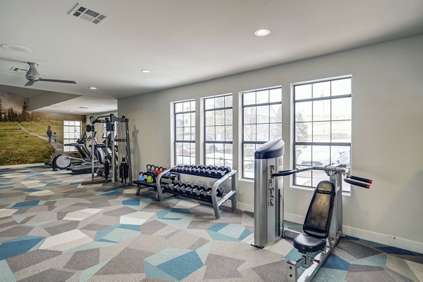 Modern fitness center with state-of-the-art equipment at Artemis at Spring Canyon Apartments