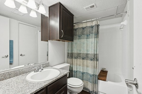Spacious bathroom featuring modern fixtures at Townlake of Coppell Apartments