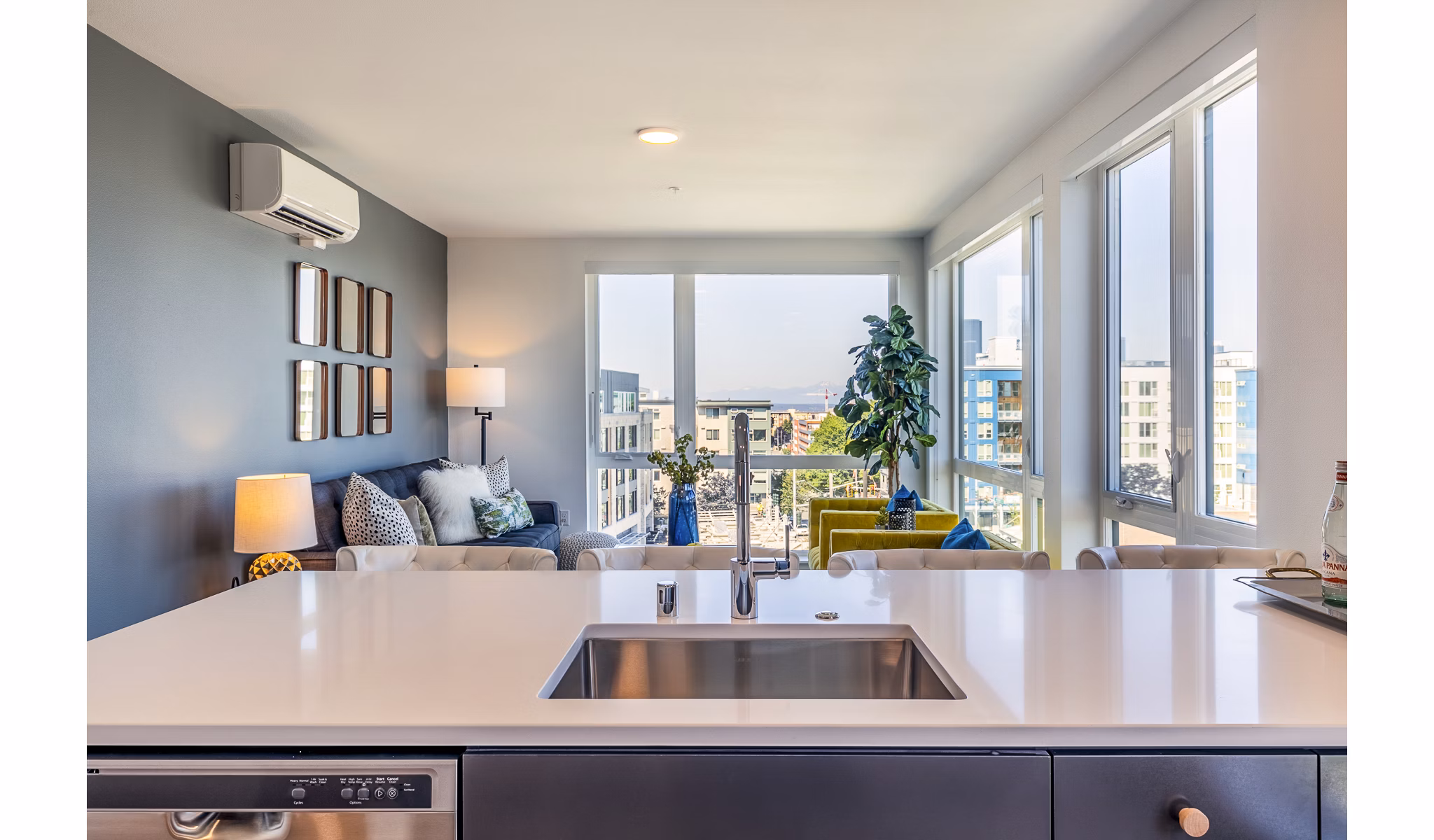 Modern kitchen design with sleek countertops and stainless steel appliances at Jackson Apartments