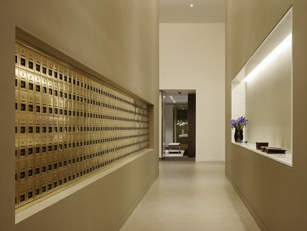 Mail room with secure package lockers at The Gateway Apartments