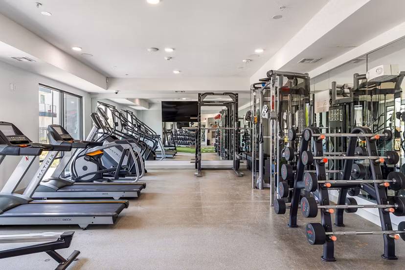 fitness center at Rhythm Apartments