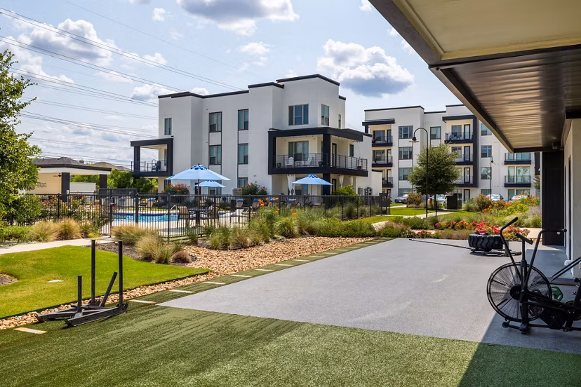 fitness center at Rhythm Apartments