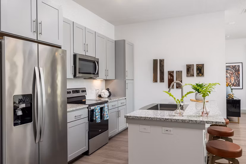 kitchen at Rhythm Apartments