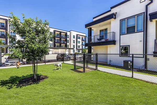 Dog park with agility equipment at Rhythm Apartments offering luxury pet-friendly amenities