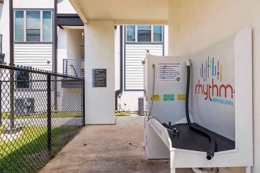 dog wash station at Rhythms Apartments