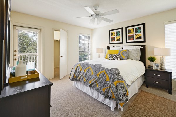 Bedroom featuring modern design and cozy decor at Copper Ridge Apartments