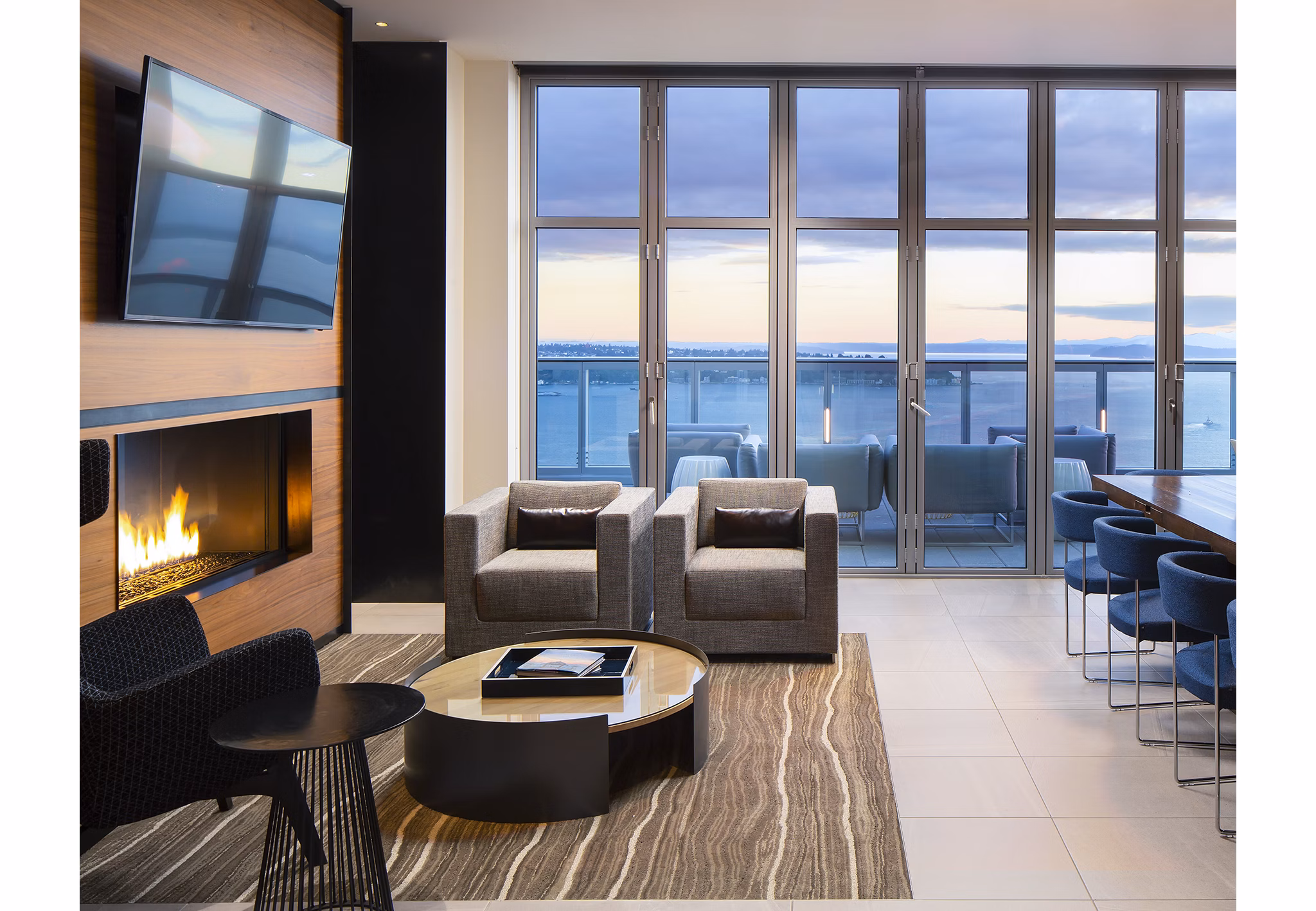 Modern clubhouse with recreational areas at West Edge Apartments