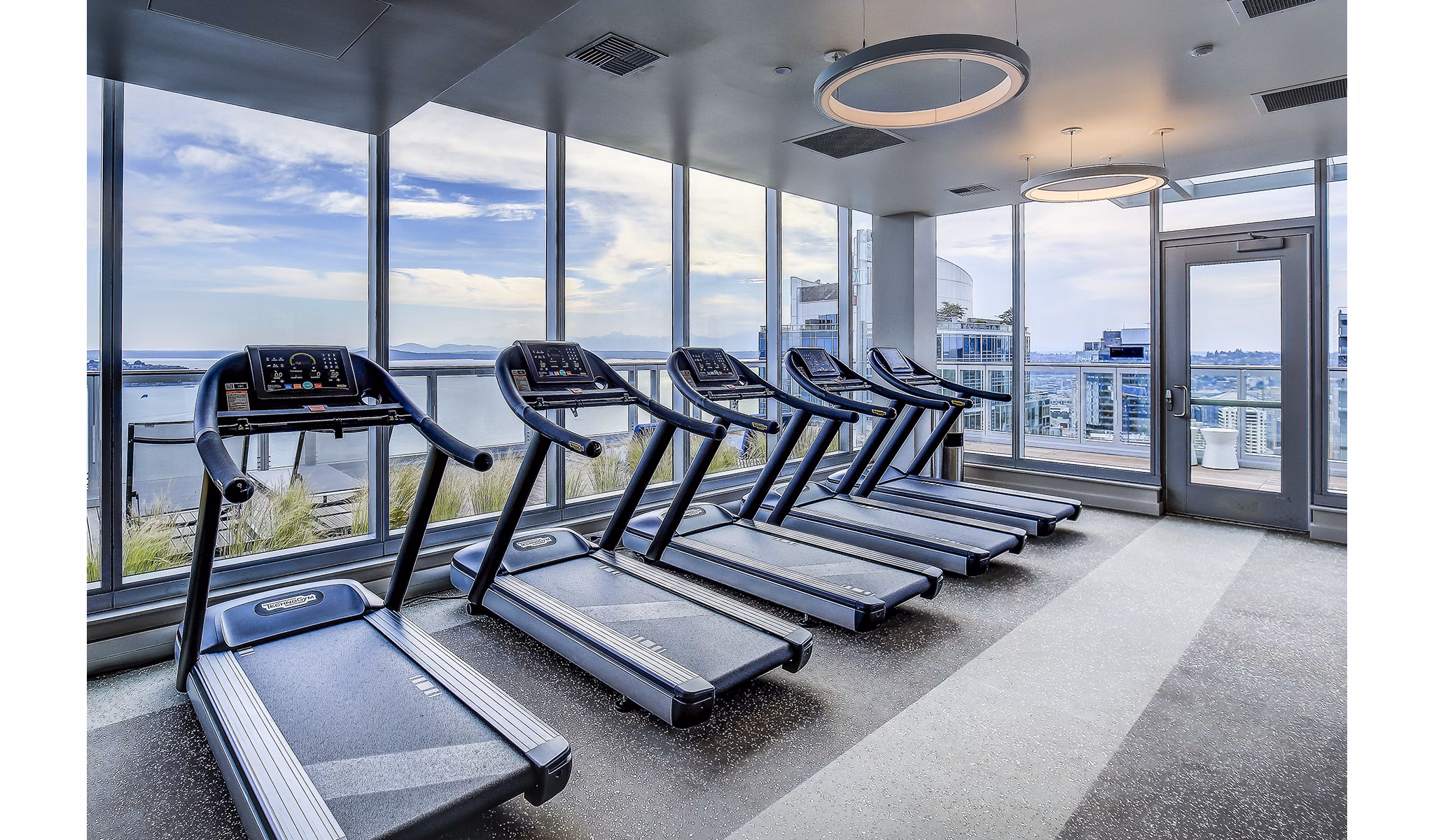 Modern fitness center equipped with state-of-the-art equipment at West Edge Apartments, perfect for active lifestyles