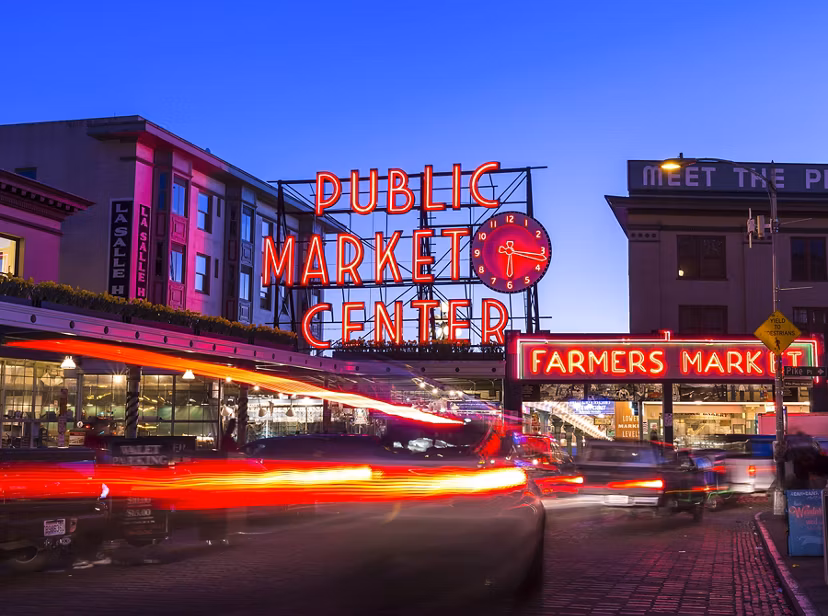 Vibrant neighborhood view near West Edge luxury apartments