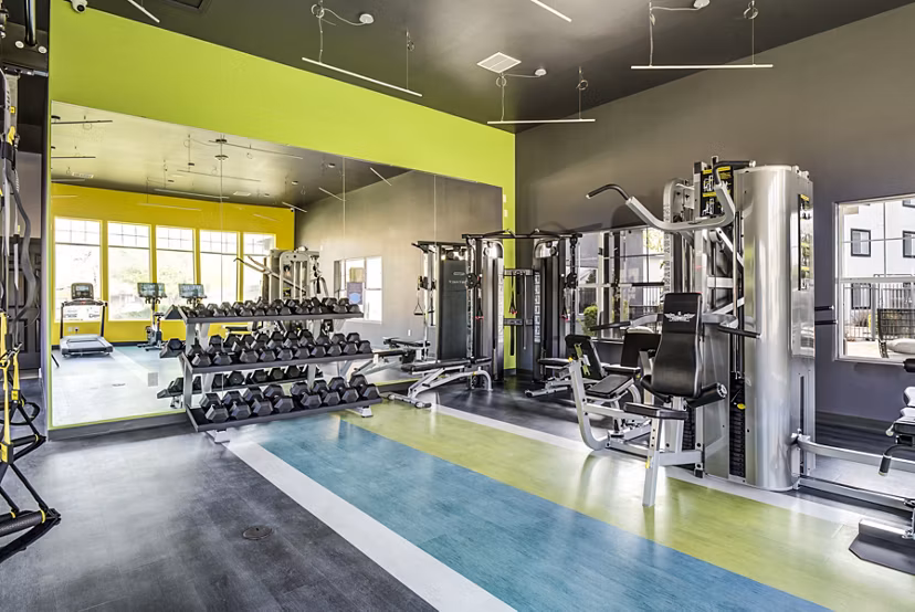 State-of-the-art fitness center at Lumen Apartments, featuring modern equipment for active lifestyles