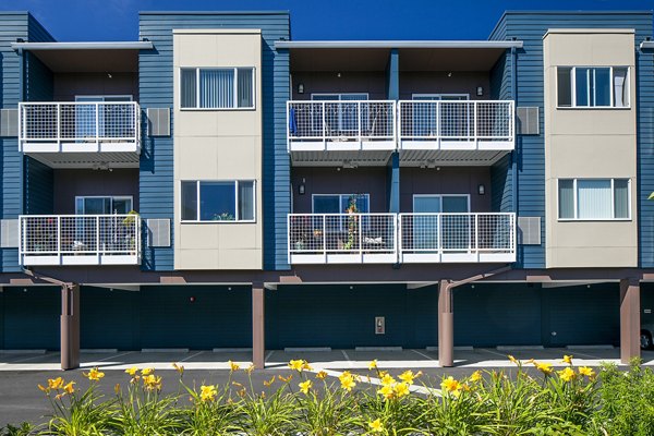 Riverwalk Apartments: Covered parking garage offering convenient access for residents in luxury living community