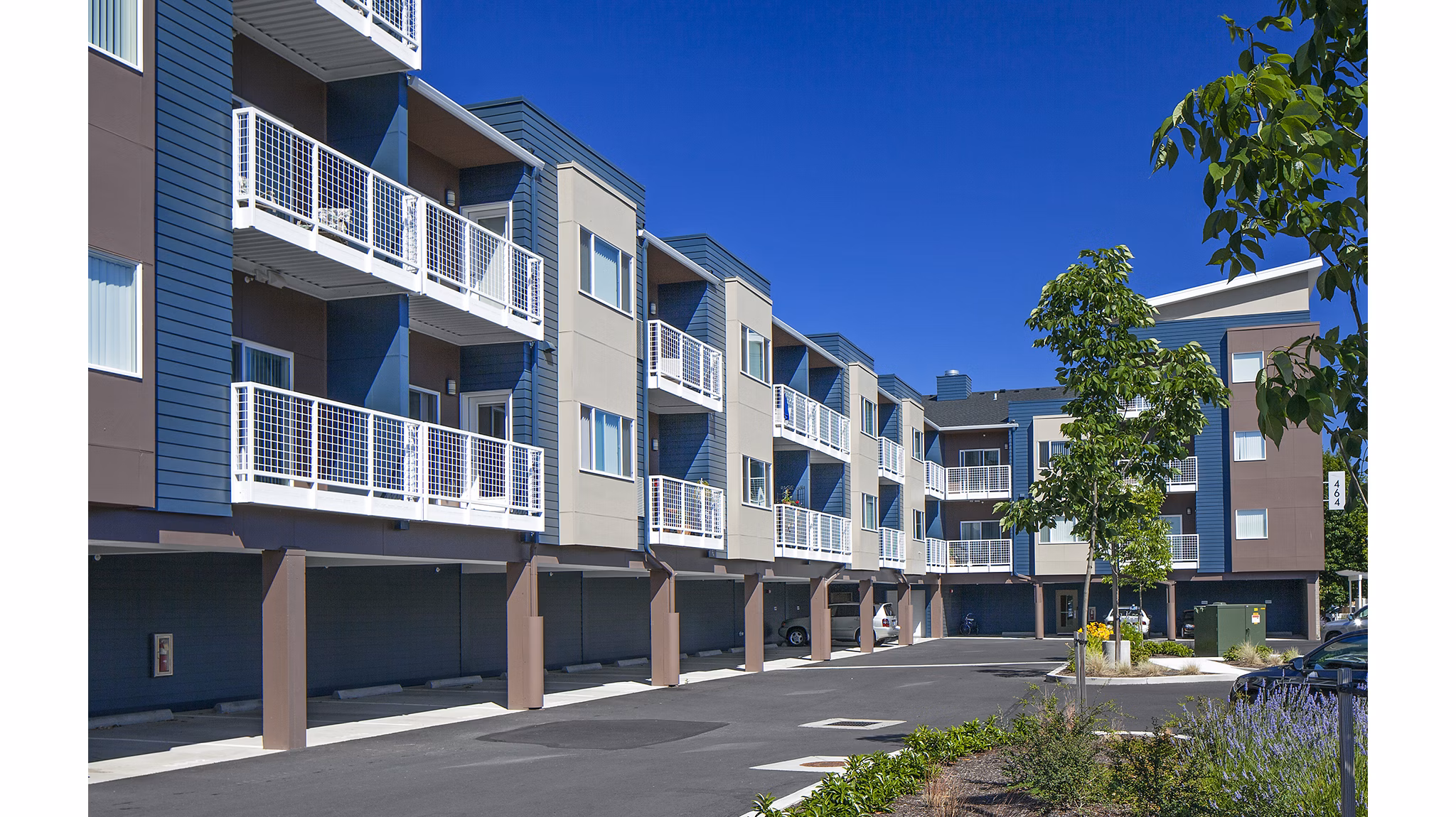Secure parking garage at Riverwalk Apartments with ample space for residents and guests