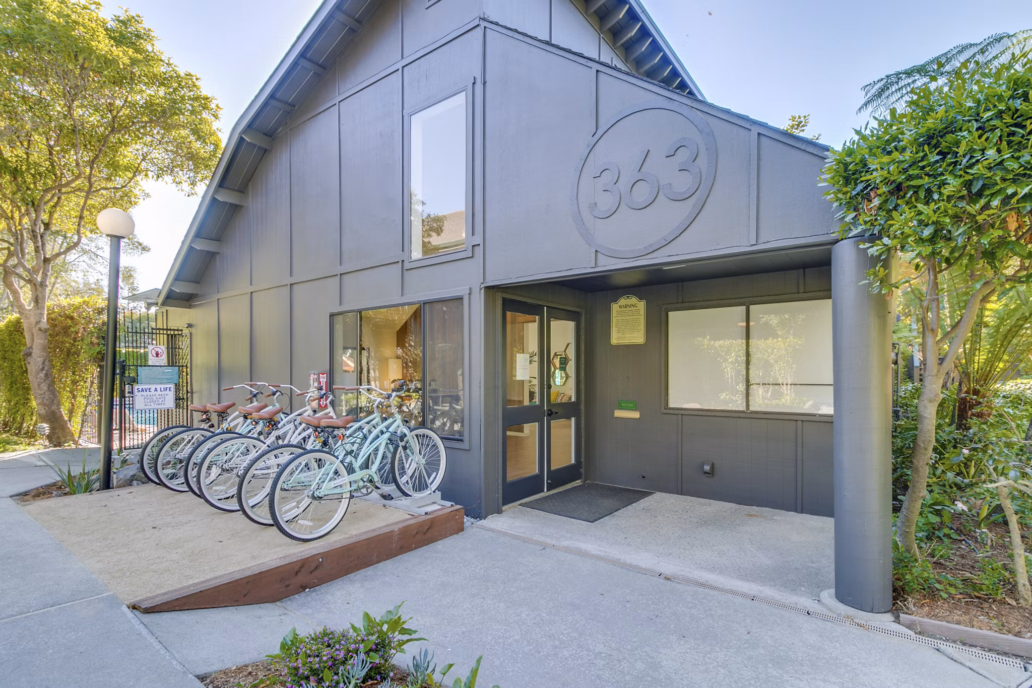 Bike storage facility at The Hilltop Apartments featuring organized racks for secure bicycle parking