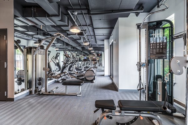 State-of-the-art fitness center with modern equipment at Delwyn Apartments