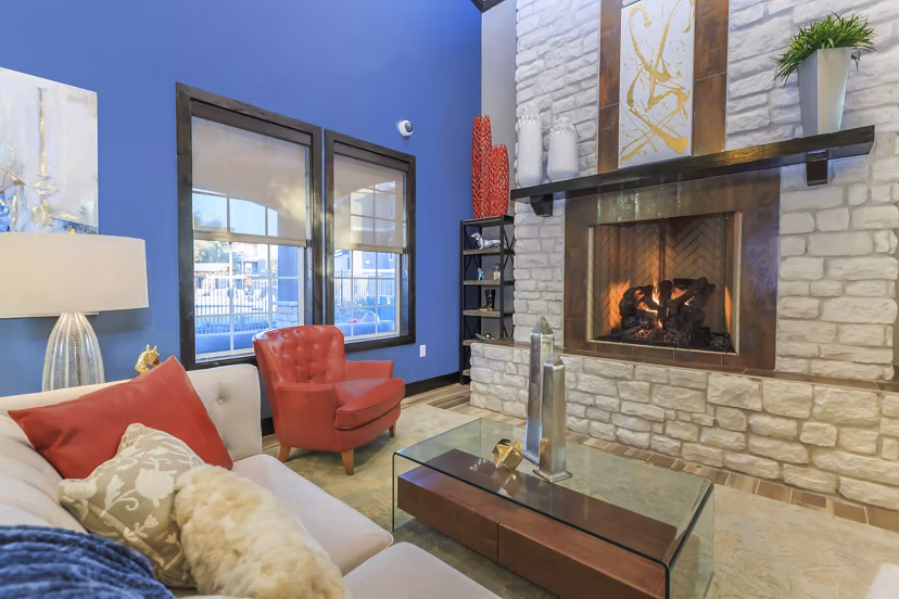 Modern clubhouse with cozy lounge space at Vantage at Boerne Apartments, ideal for social gatherings and relaxation
