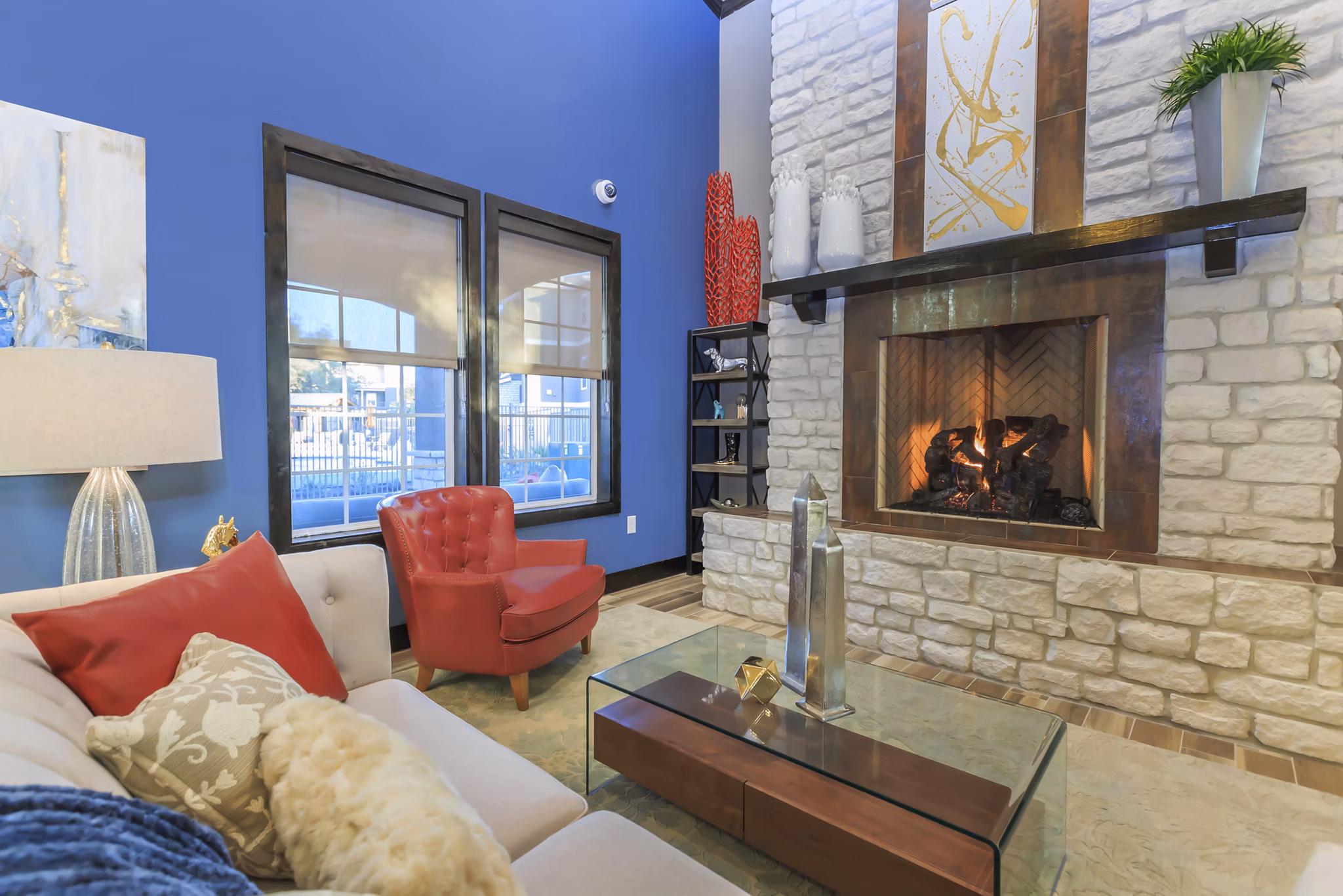 Modern clubhouse with cozy lounge space at Vantage at Boerne Apartments, ideal for social gatherings and relaxation
