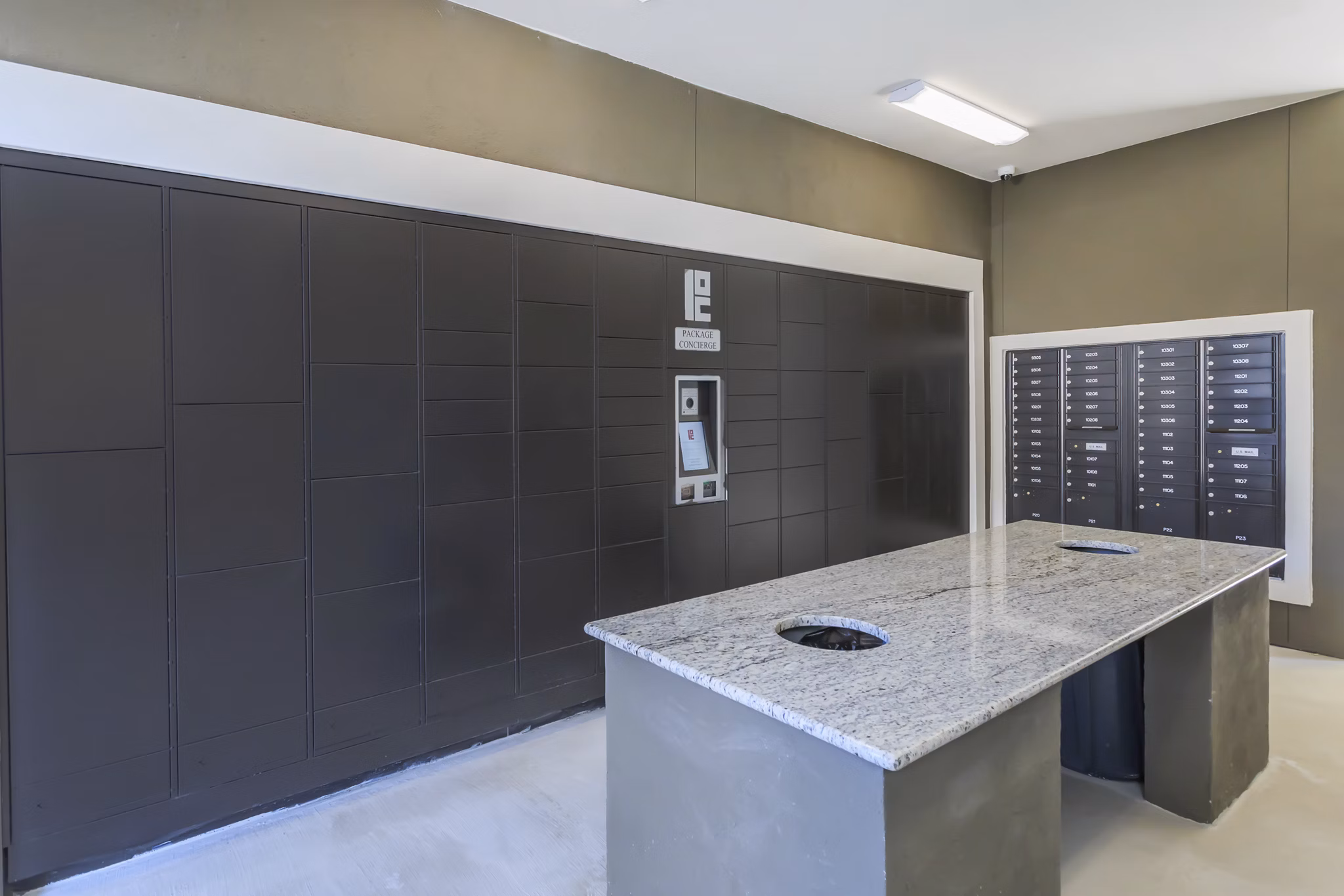 Mail room designed for convenience at Vantage at Boerne Apartments