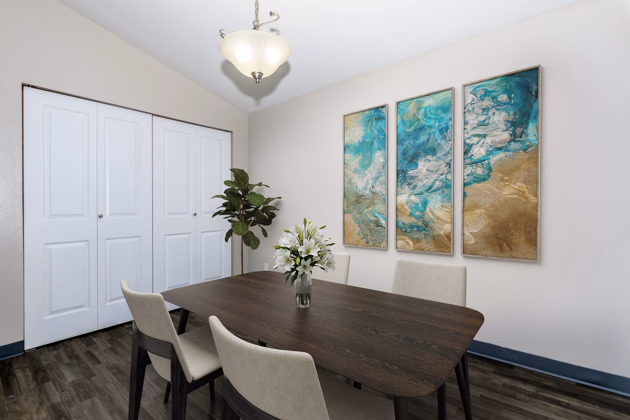 Dining area featuring modern decor and ample seating in Alvista 240 Apartments, offering a luxurious living experience