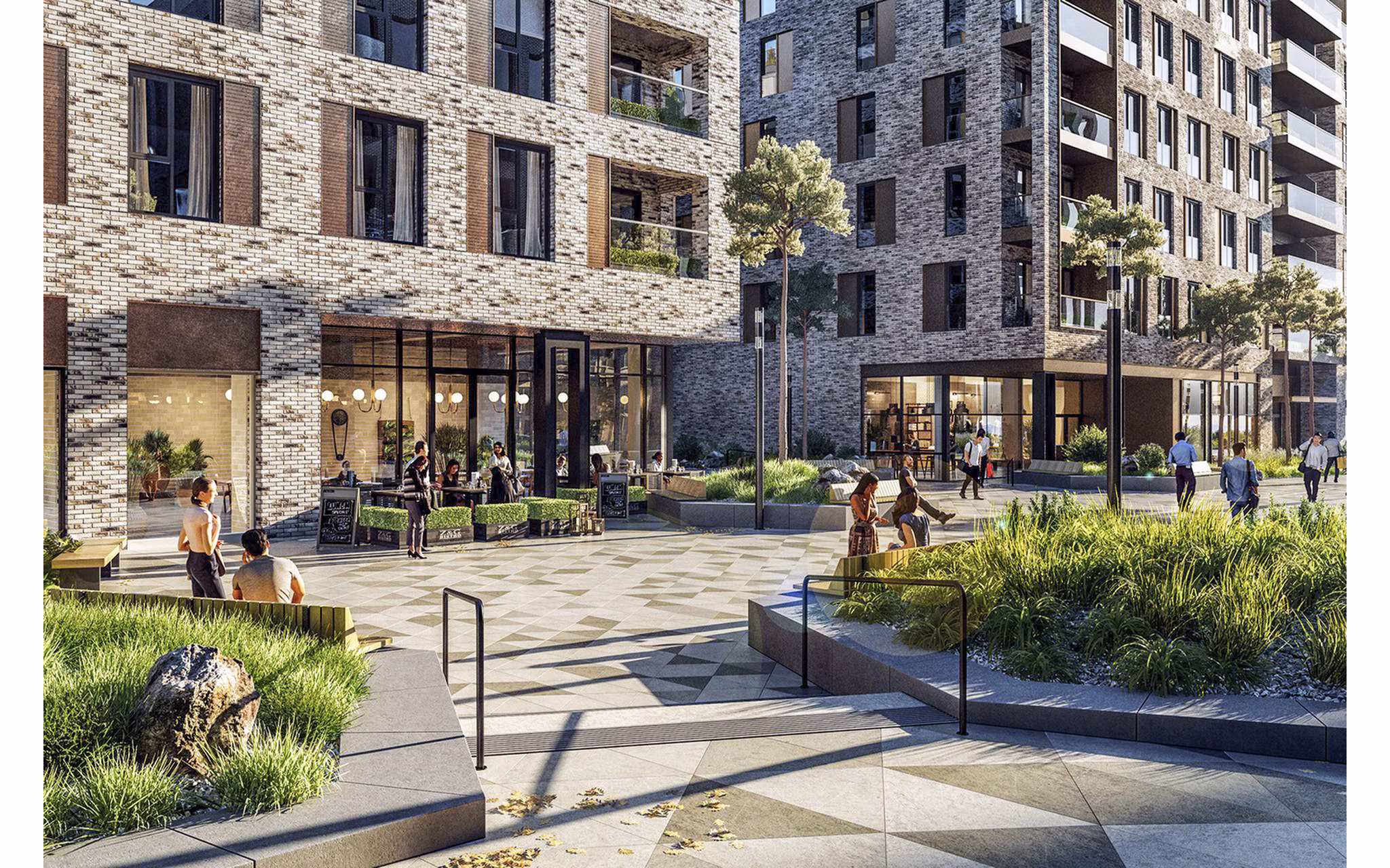 courtyard at Quayside Quarter at Dublin Landings