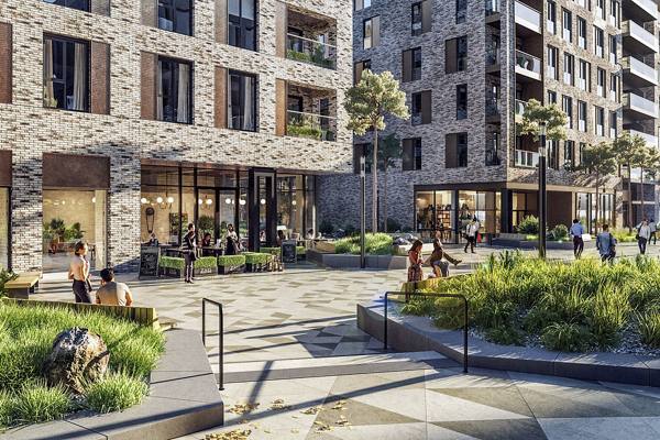 courtyard at Quayside Quarter at Dublin Landings