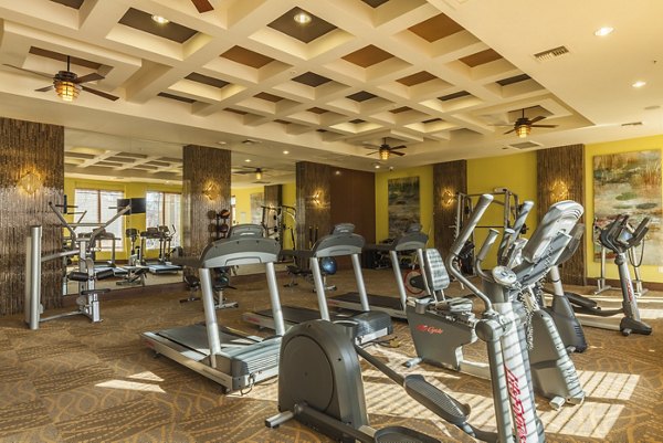 Fitness center with modern equipment at SkyStone Apartments