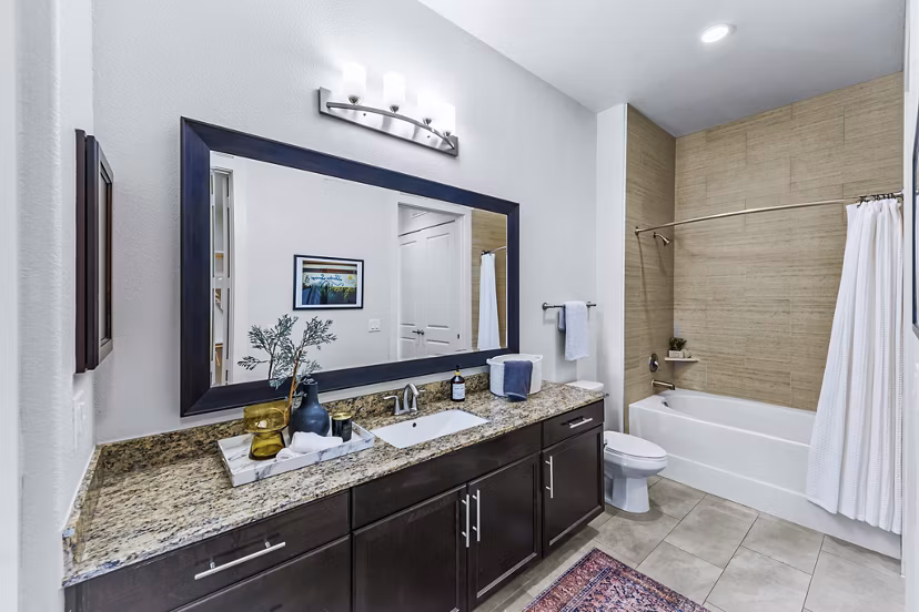 bathroom at 422 at the Lake Apartments