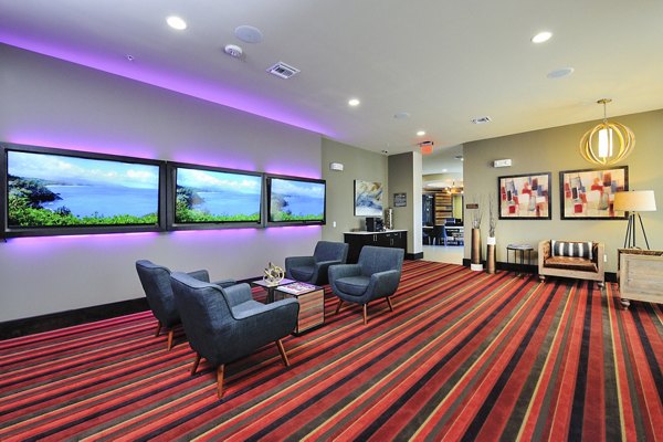 Business center with modern workstations at 422 at the Lake Apartments