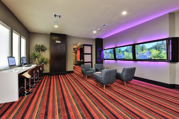 Business center with modern workstations at 422 at the Lake Apartments
