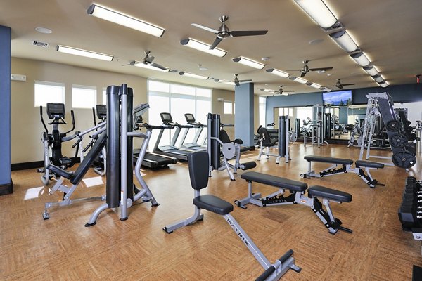 Modern fitness center with state-of-the-art equipment at 422 at the Lake Apartments