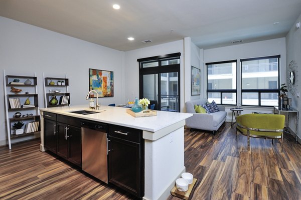 Spacious kitchen with modern appliances at 422 at the Lake Apartments luxurious living spaces