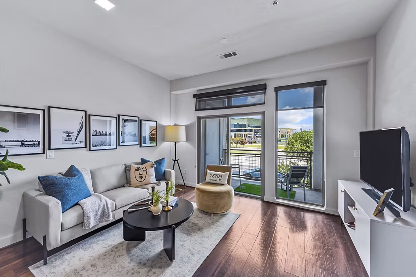 living room at 422 at the Lake Apartments