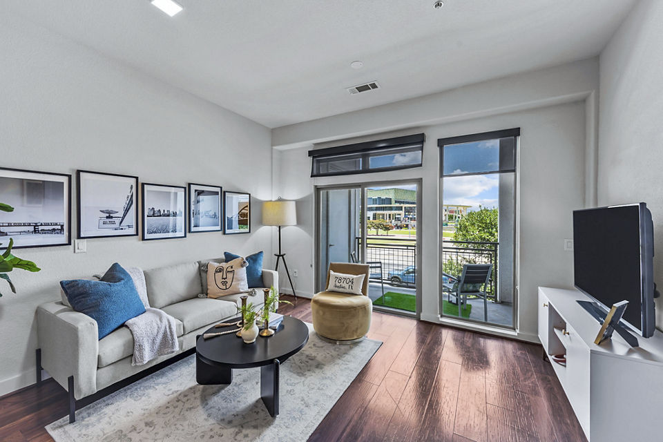 living room at 422 at the Lake Apartments