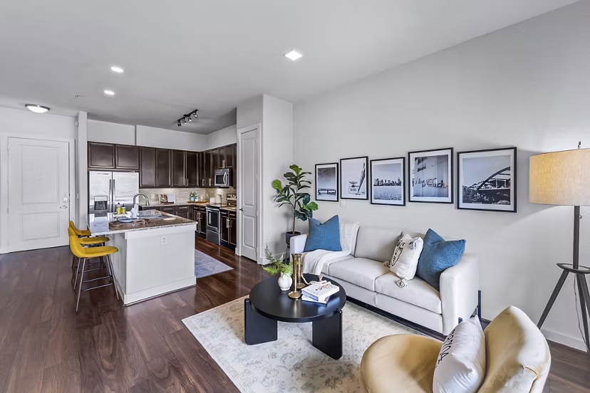 living room at 422 at the Lake Apartments