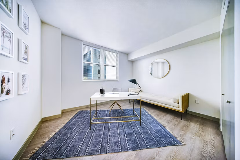 Home office with modern design at Navette on the Bay Apartments
