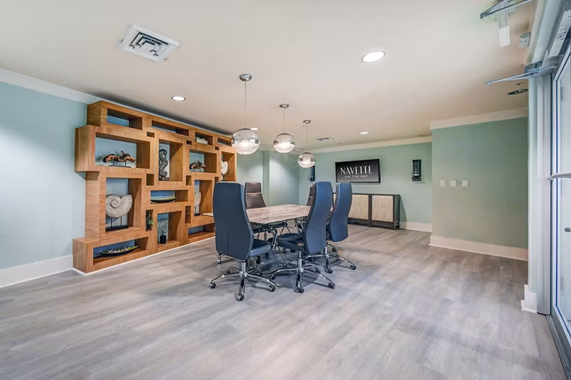 Stylish clubhouse meeting facility at Navette on the Bay Apartments, perfect for events and gatherings