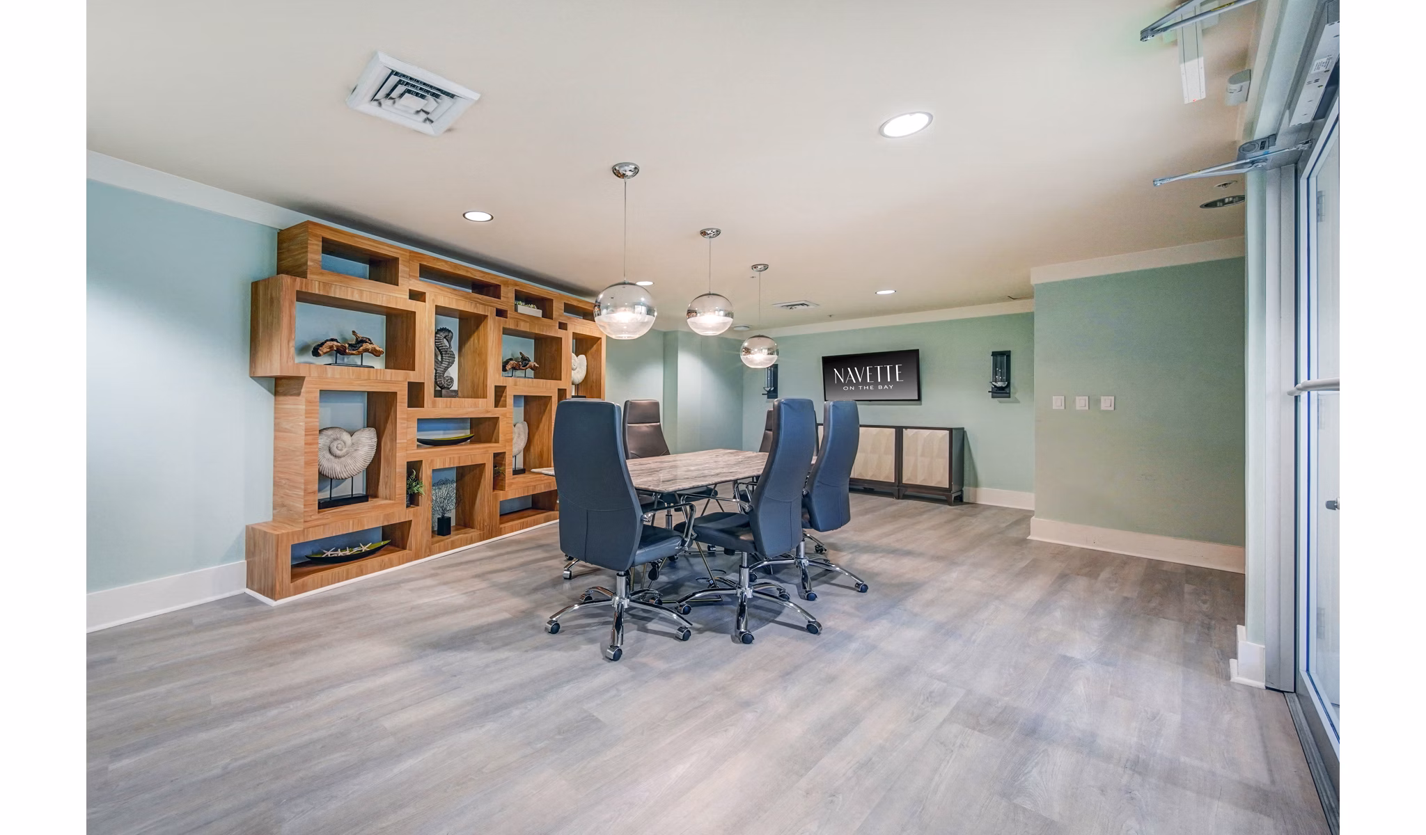 Stylish clubhouse meeting facility at Navette on the Bay Apartments, perfect for events and gatherings