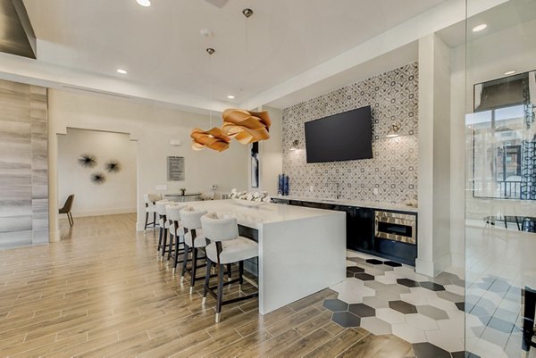 Modern clubhouse with sleek interior design at Eastbank Riverwalk Apartments Ideal for social gatherings and community events