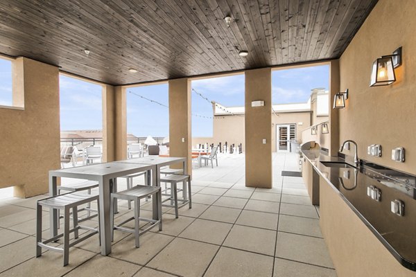 Beautiful garden courtyard at Eastbank Riverwalk Apartments with lush landscaping, offering a serene retreat in an urban setting