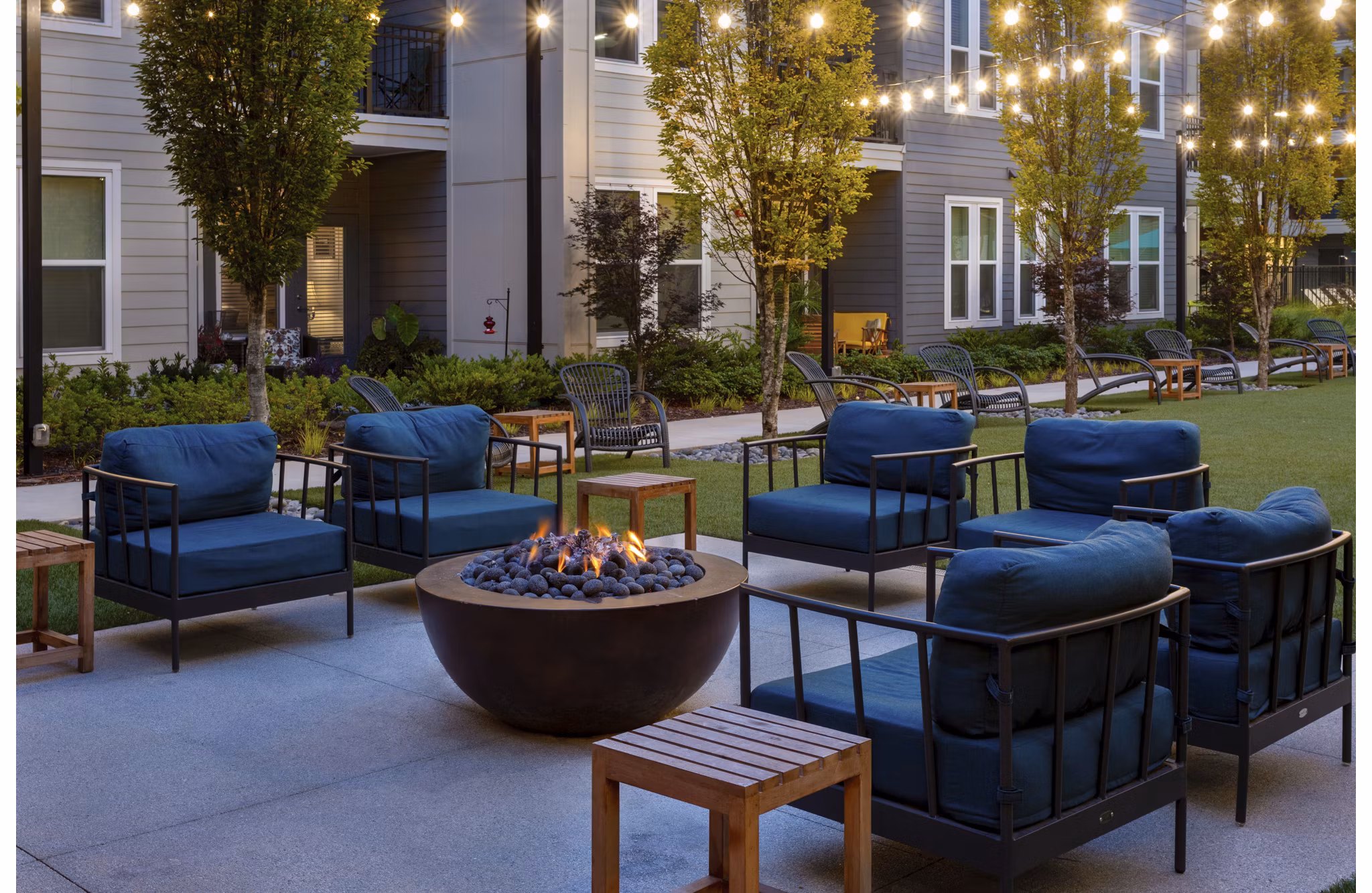 Cozy fire pit at Elan Madison Yards Apartments for relaxed evenings