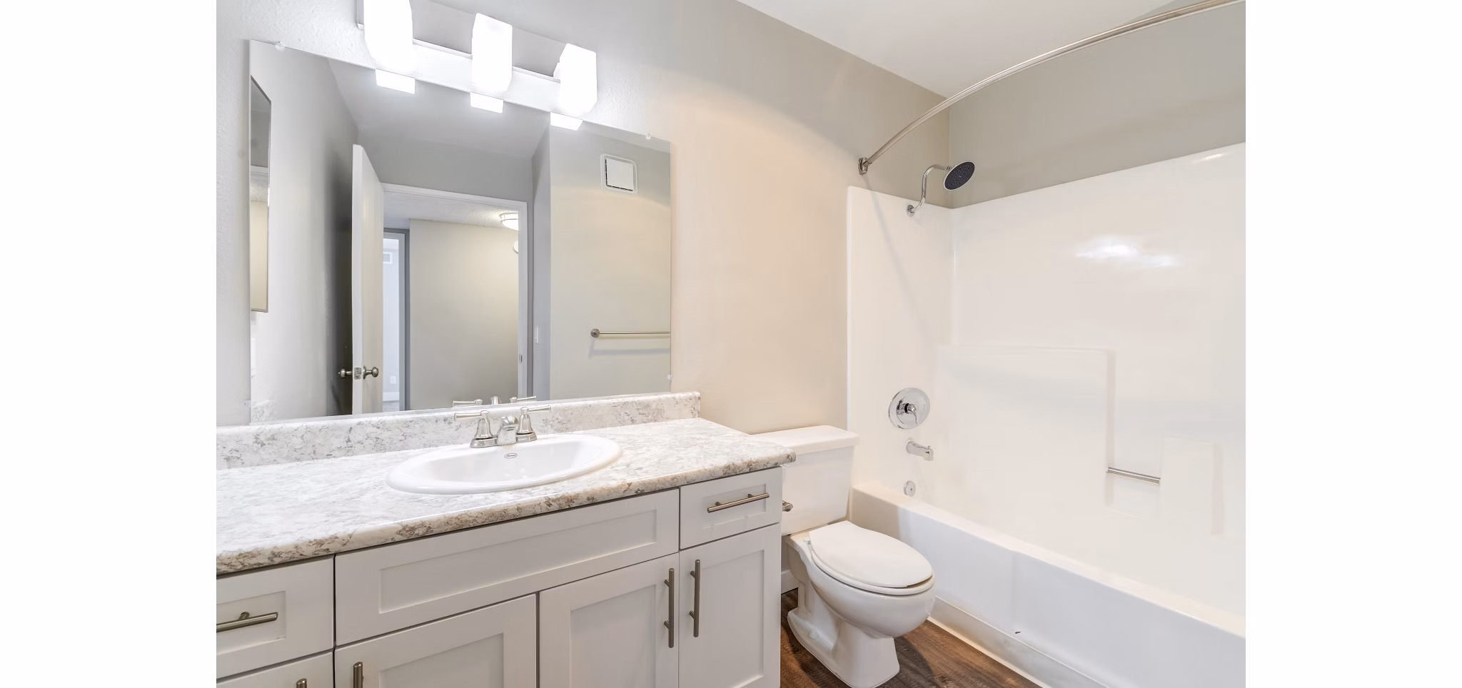 Luxurious bathroom with sleek fixtures at Presidio at Rancho Del Oro Apartments