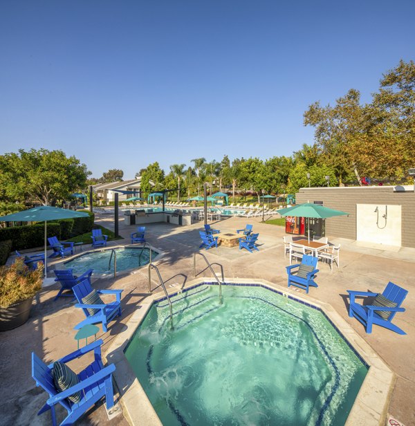 Relaxing hot tub at Presidio at Rancho Del Oro Apartments, offering a luxury experience for residents