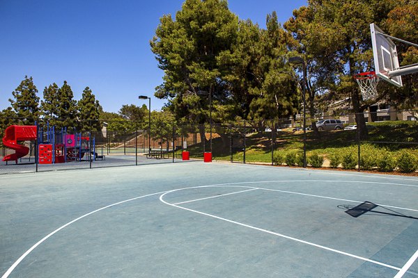 Sport court for basketball and tennis at Presidio at Rancho Del Oro Apartments, bright space designed for active living in Oceanside