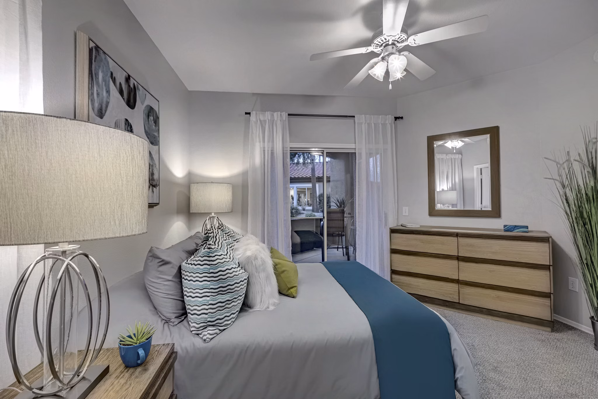 Cozy bedroom with modern decor at Springs at Continental Ranch Apartments
