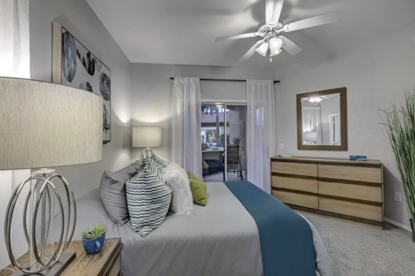 Cozy bedroom with modern decor at Springs at Continental Ranch Apartments