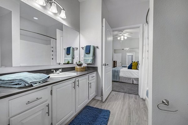 Bathroom with modern fixtures and sleek vanity in Springs at Continental Ranch Apartments