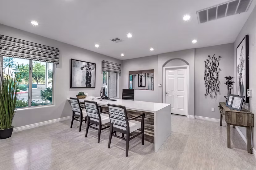 Stylish clubhouse interior with modern seating and decor at Springs at Continental Ranch Apartments