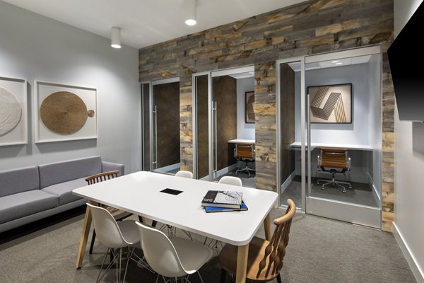 Modern meeting facility with advanced AV equipment at Lynhaven Apartments, ideal for business events and conferences