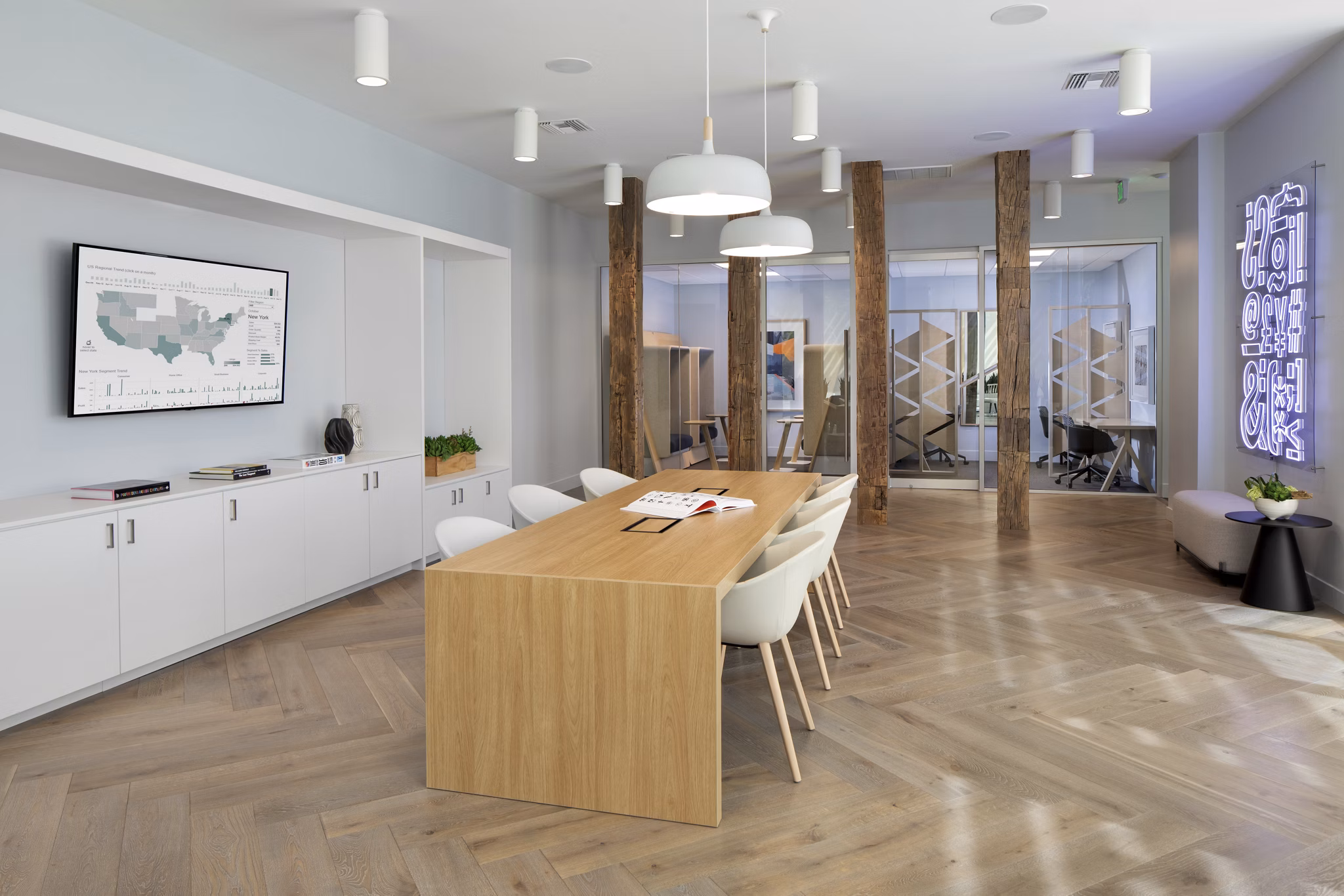 Clubhouse with modern seating and entertainment space at Lynhaven Apartments, a Greystar luxury complex