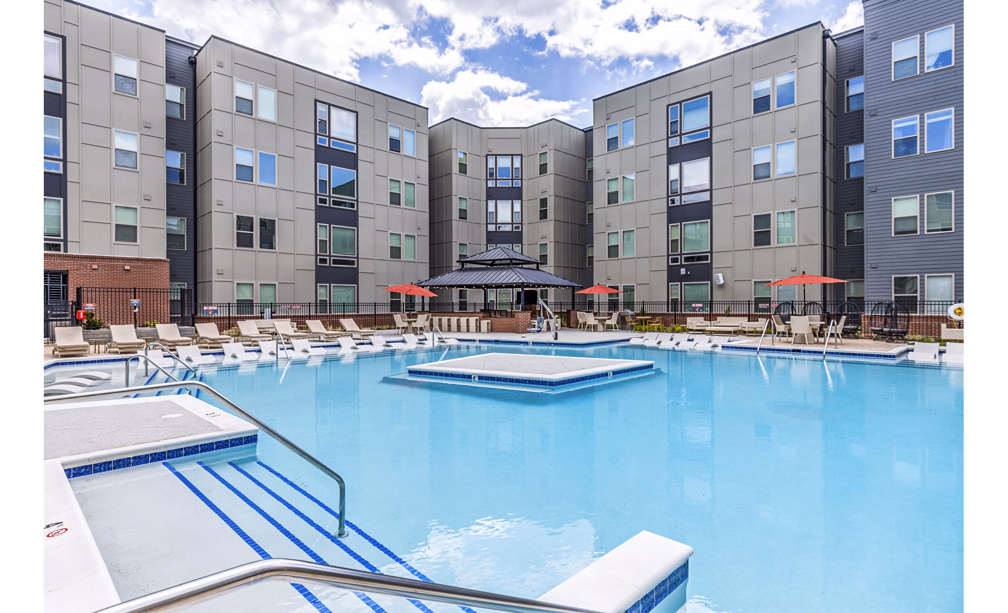 Resort-style pool at Union Blacksburg Apartments offering luxury relaxation and modern amenities for residents