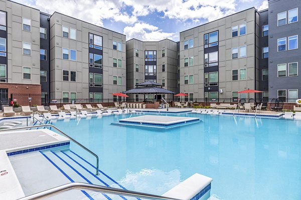 Resort-style pool at Union Blacksburg Apartments offering luxury relaxation and modern amenities for residents